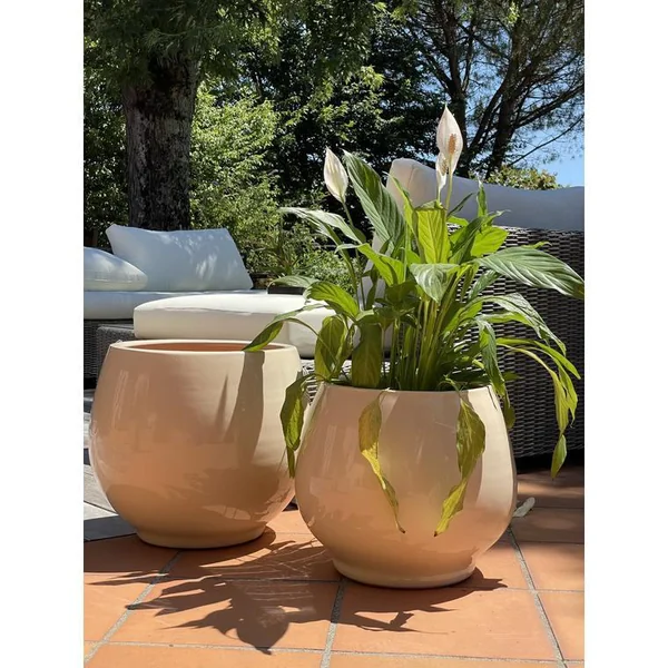 Pot coloris beige en terre émaillée Bahia - Ø 43 cm