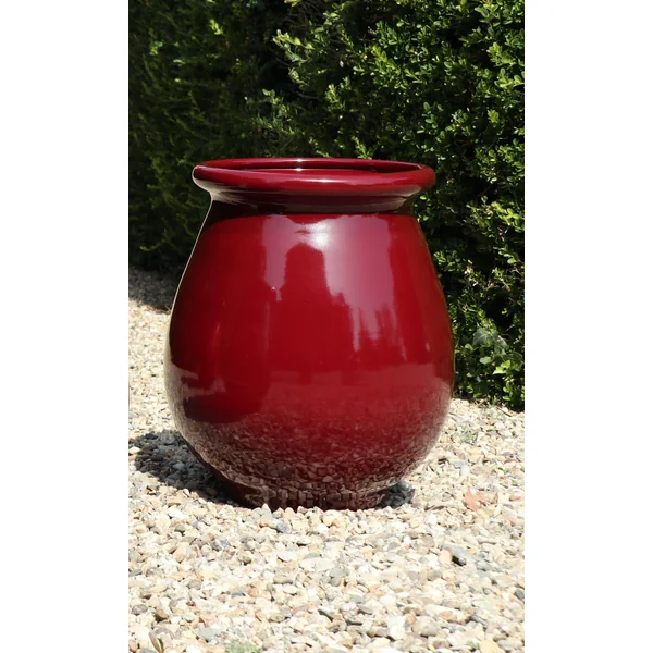 Pot jarre en terre émaillée coloris cerise Les Poteries d'Albi Jarre Provençale - Ø 23 x H 41 cm