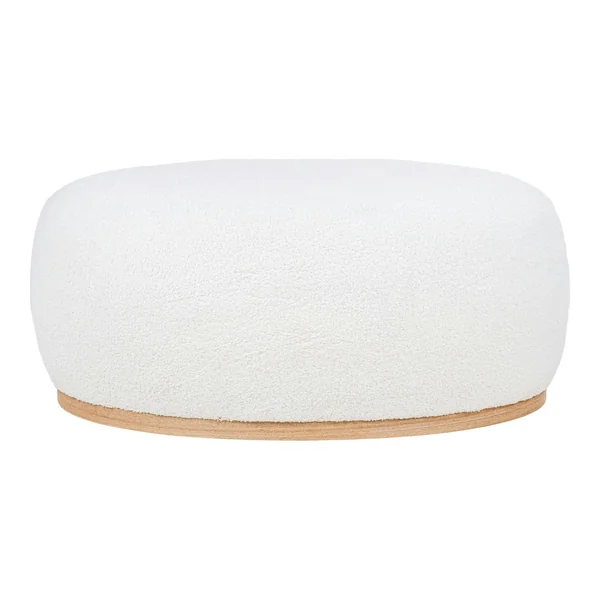 Pouf blanc forme organique sur base en bois BRUGES