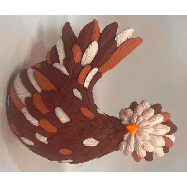 Poule multicolore en résine Isabelle