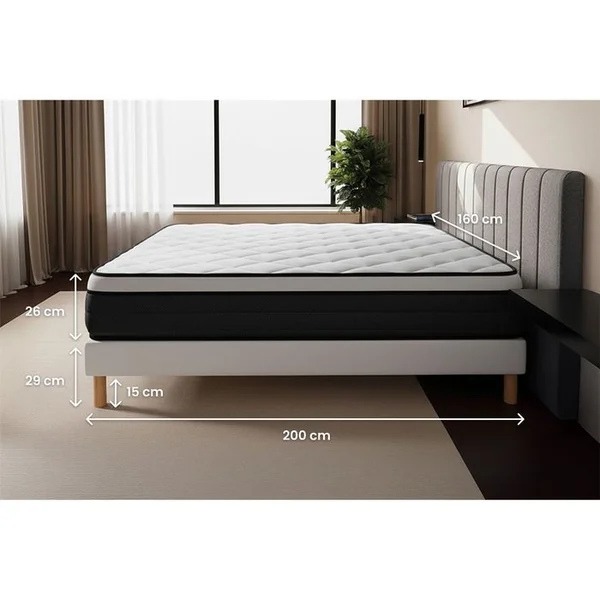 PRESTIGE LITERIE Ensemble Matelas Ressorts Ensachés Et Mémoire De Forme 160x200 Suite Ep:26cm - Sommier Blanc