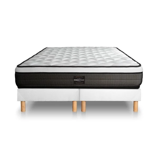 PRESTIGE LITERIE Ensemble Matelas Ressorts Ensachés Et Mémoire De Forme 160x200 Suite Ep:26cm - Sommier Blanc