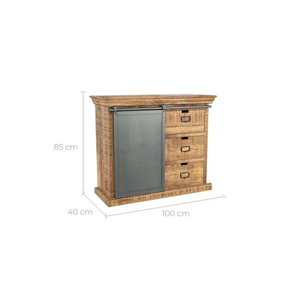 RENDEZ VOUS DECO Petit Buffet En Bois Et Métal 1 Porte 3 Tiroirs - Tabuk