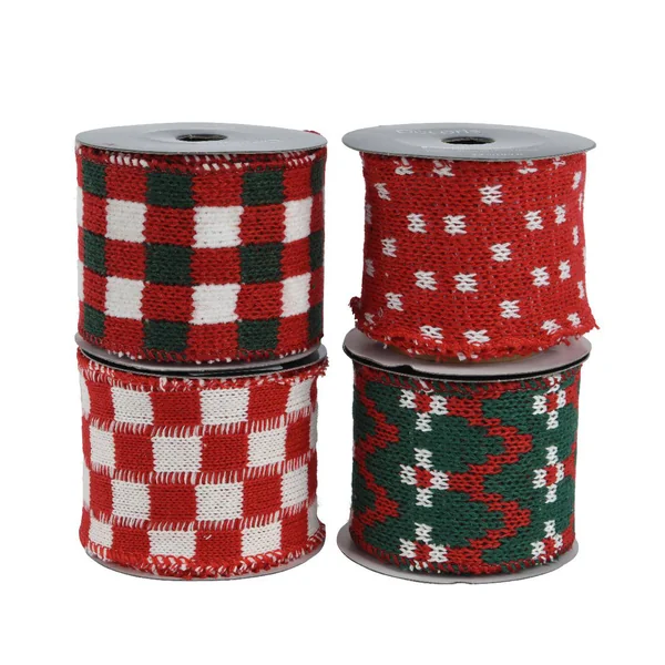 Ruban décoratif en polyester à motifs rouges - 200 x 6,3 cm