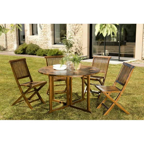 Salle à manger de jardin 4 personnes en teck massif MACAO