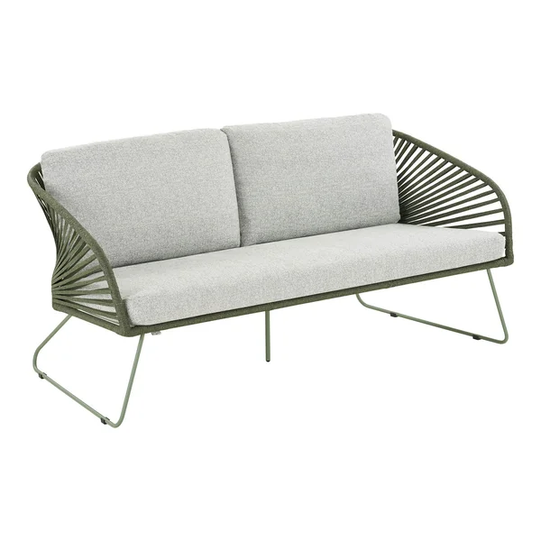 Salon de jardin 4 places avec tables basses, couleur verte MENDOZA