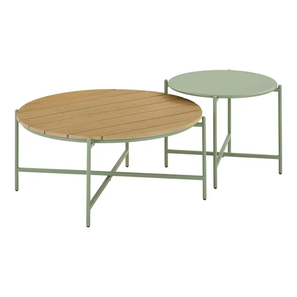 Salon de jardin 4 places avec tables basses, couleur verte MENDOZA