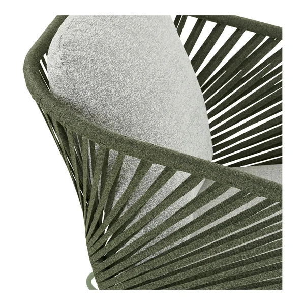 Salon de jardin 4 places avec tables basses, couleur verte MENDOZA