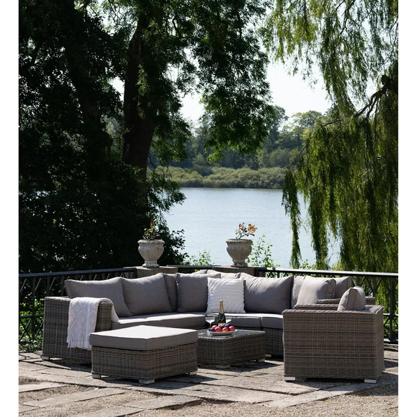 Salon de jardin en rotin synthétique gris (8 éléments) MENDOZA