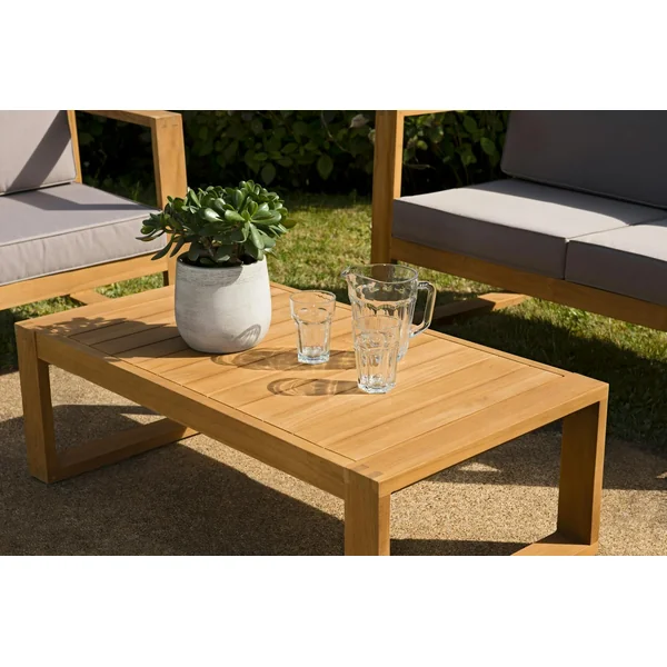 Salon de jardin en teck BERGEN (1 canapé 3 places, 2 fauteuils, 1 table basse)