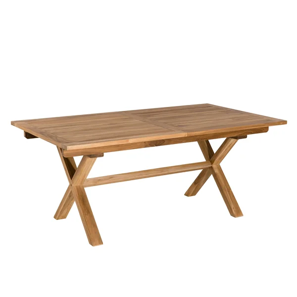 Salon de jardin teck brut table pieds en croix 180/240 + 6 fauteuils SUMMER