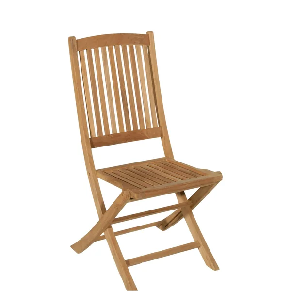 Salon de jardin teck brut table pieds tréteaux 180/240 + 6 chaises bord arrondi SUMMER