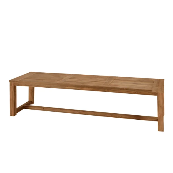 Salon de jardin teck naturel 1 table pieds inclinés 300 cm + 8 fauteuils bois MANY