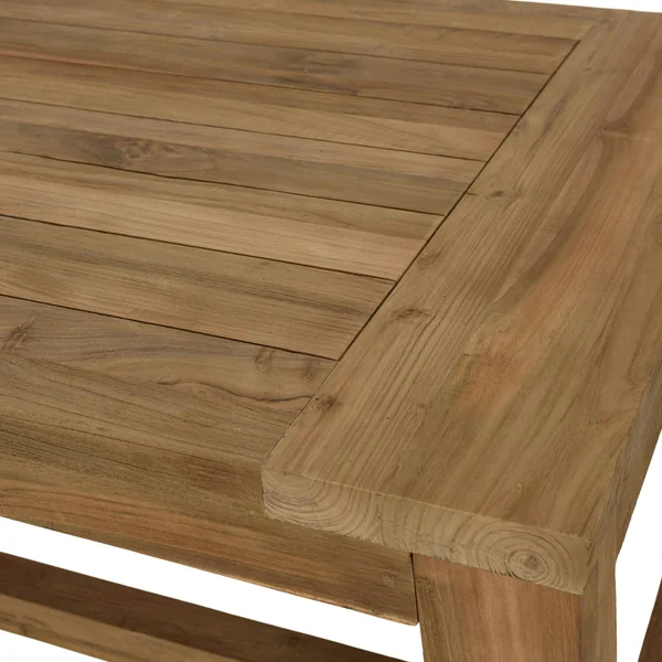 Salon de jardin teck naturel 1 table pieds inclinés 300 cm + 8 fauteuils bois MANY
