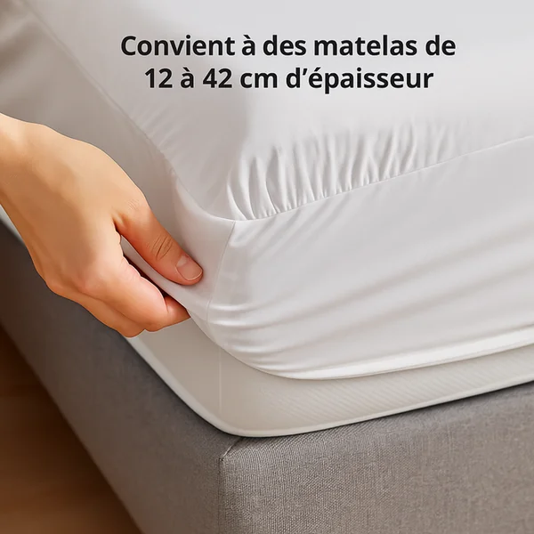 SAMPUR Drap Housse 90x190/200 Cm Blanc - Confort Doux Et Respirant - Bonnet Extensible