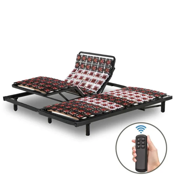 SAMPUR Lit Électrique 180x200 Cm - Sommier Encastrable à Plots - Moteur Et Télécommande Inclus