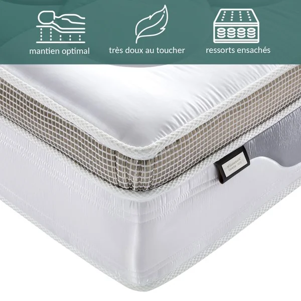 SAMPUR Matelas Platinium 200x200 Cm - 32 Cm - Latex, Mémoire De Forme Et Ressorts Ensachés