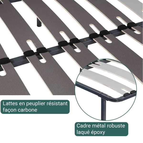 SAMPUR Sommier 180x200 Cm Robuflex - Confort Morphologique Avec Lattes Larges