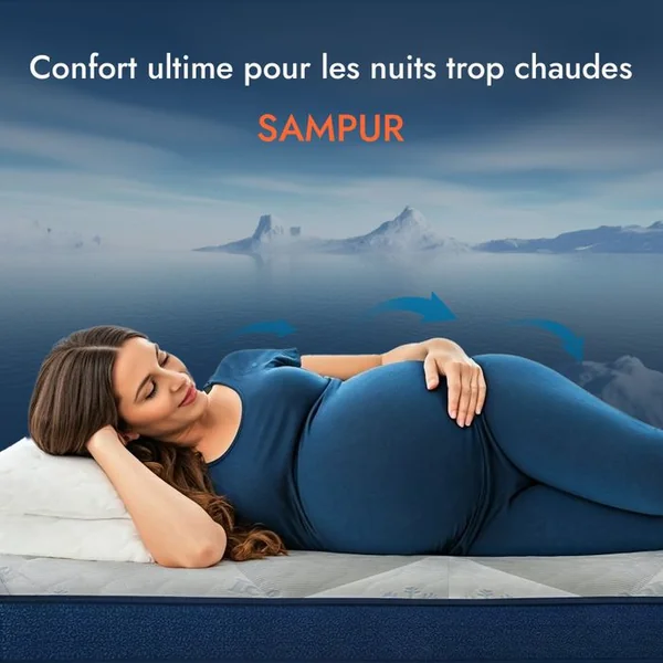 SAMPUR Surmatelas Été 140 X 190 Cm- 100% Microfibre - Tissu Ice Cool Rafraîchissant