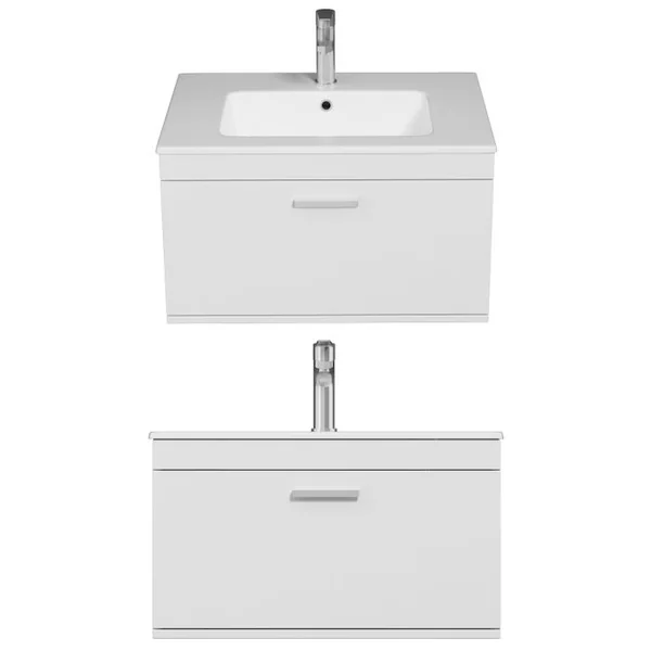 SANIVERRE Meuble 1 Vasque Encastrée 70 Cm 1 Tiroir Blanc Salle De Bain - Rubite
