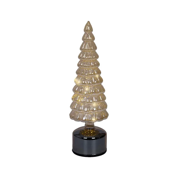 Sapin en verre ambré à micro LED blanc chaud effet flash - Ø 10 x H 34,15 cm