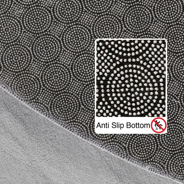 STUDIO DECO Tapis Lavable Rond En Microfibre Douce - Gris Argent 160x160cm
