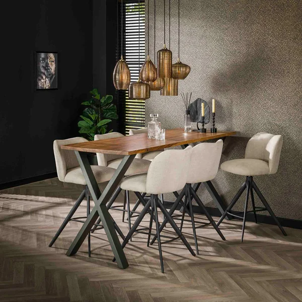 Suspension en verre strié 7 lampes ambrées NOVA