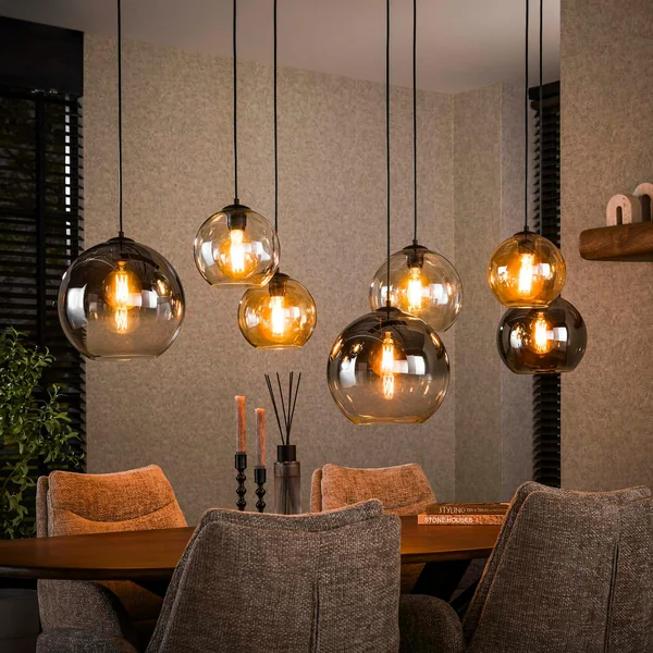 Suspension globe 7 lampes multicolores NOVA