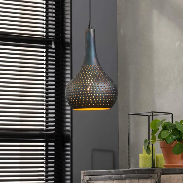 Suspension moderne 1 lampe forme goutte finition couleur cuivre JAVA