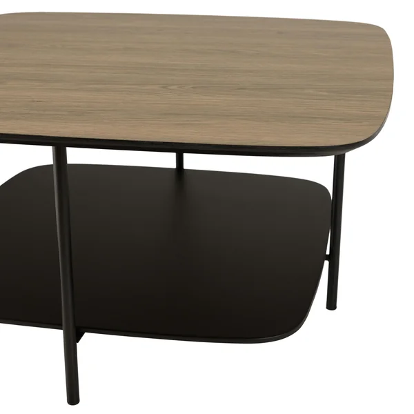 Table basse carrée 2 plateaux angles arrondis LANDAISE
