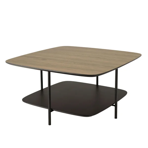 Table basse carrée 2 plateaux angles arrondis LANDAISE