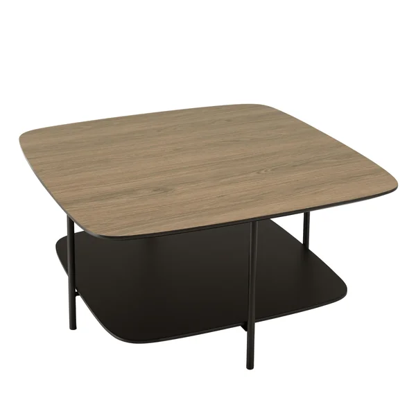 Table basse carrée 2 plateaux angles arrondis LANDAISE