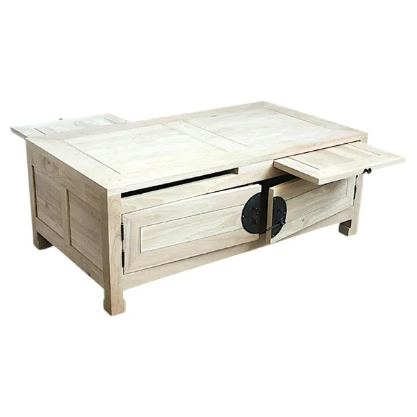 Table basse chinoise rectangle hévéa 110x60cm MAORI