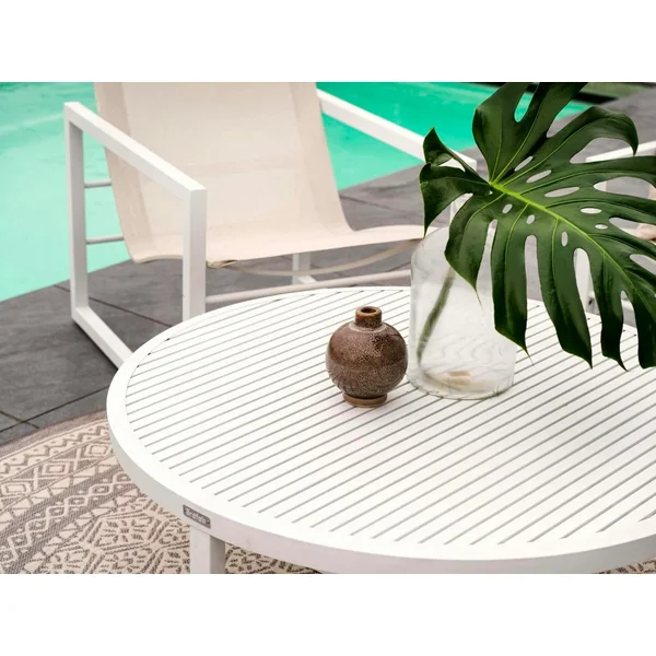 Table basse de jardin en aluminium blanc D 100 cm OSLO