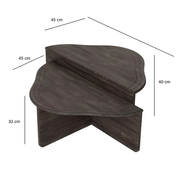Table basse en bois gris foncé - organique, 2 hauteurs LINARES
