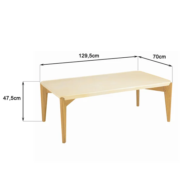 Table basse en béton beige 130 x 70 cm angles biseautés BRASILIA