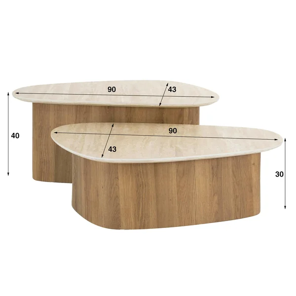 Table basse en céramique forme organique (lot de 2) ASCOLI
