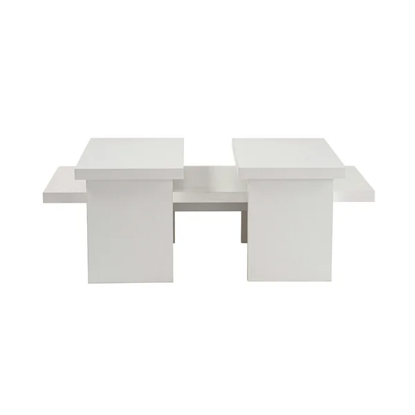 Table basse gigogne design – effet bois blanc (3 pièces) MARFA