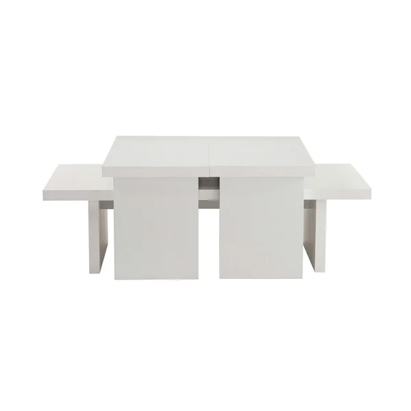 Table basse gigogne design – effet bois blanc (3 pièces) MARFA