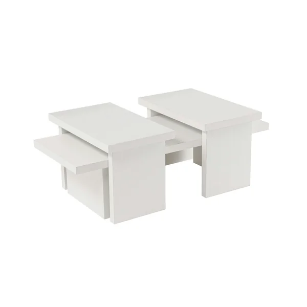 Table basse gigogne design – effet bois blanc (3 pièces) MARFA
