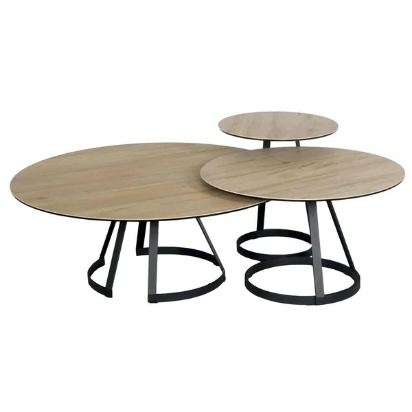 Table basse gigogne en céramique effet bois clair (lot de 3 pièces) LOMBARDIE