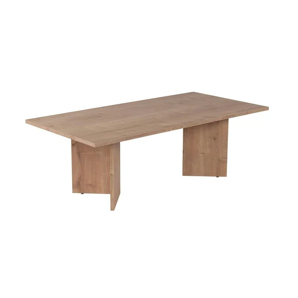 Table basse moderne effet chêne clair - pieds en V MARFA