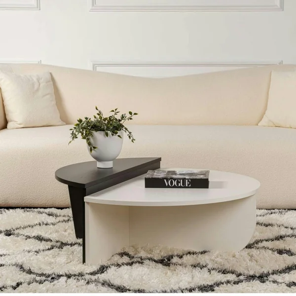Table basse moderne noire & blanche - 2 hauteurs MARFA