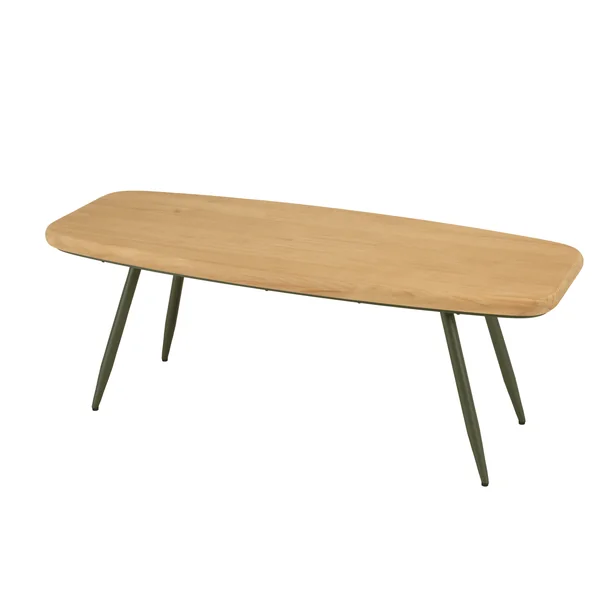Table basse organique pin et métal vert 120 cm BAGAN