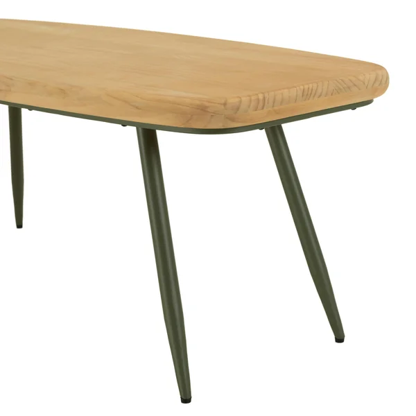 Table basse organique pin et métal vert 120 cm BAGAN