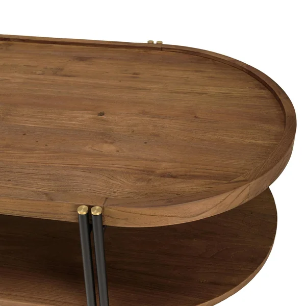 Table basse ovale double plateau en teck recyclé 160 cm SWING