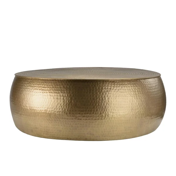 Table basse ronde en aluminium doré martelé 106 cm ZALA