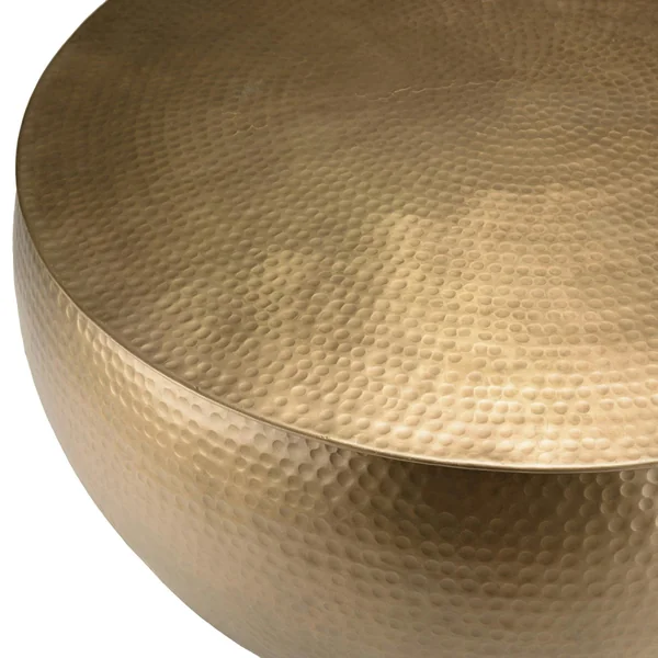 Table basse ronde en aluminium doré martelé 106 cm ZALA