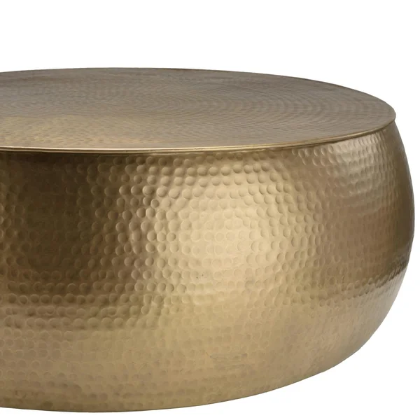 Table basse ronde en aluminium doré martelé 106 cm ZALA