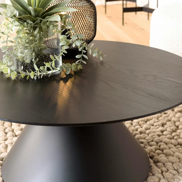 Table basse ronde pied cône bois et métal 78 cm CORUMBA